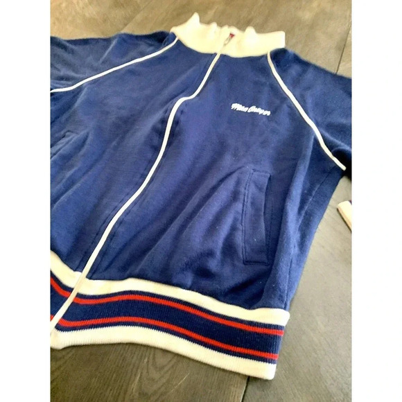 Vtg MacGregor Full Zip Jacket Blue Red White Acrylic Triple Knit Men's Medium M - Picture 2 of 10